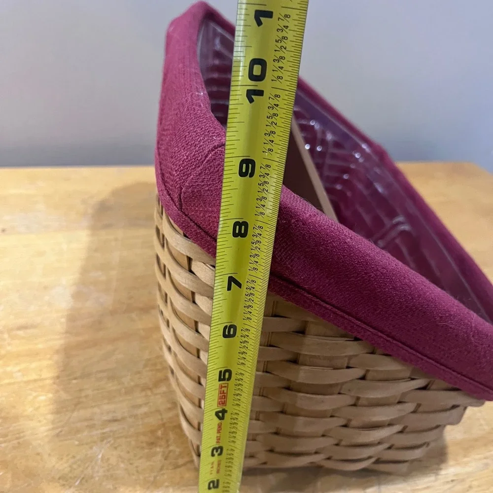 Vtg 2004 Longaberger Desk Organizer Basket Burgundy Liner Wood Divider Americana